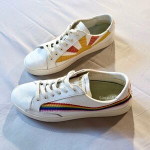 Soludos Ibiza Classic Sneaker Rainbow Wave Leather Sneakers Size 9🧡
